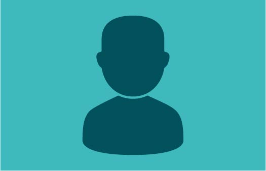 Stilisierte dunkelgrüne Avatar-Silhouette (Kopf und Schultern) vor einfarbigem türkisfarbenem Hintergrund.